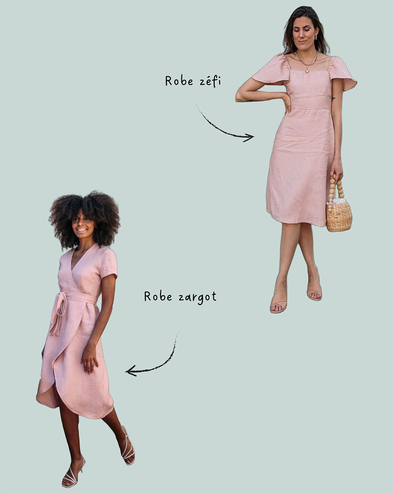 robes rose poudré Zéfi et Zargot portefeuille